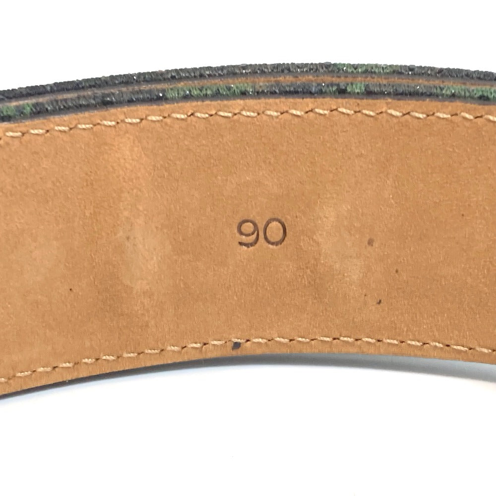 JIMMY CHOO belt canvas green buckle Overall handle mens 90 Used Authentic