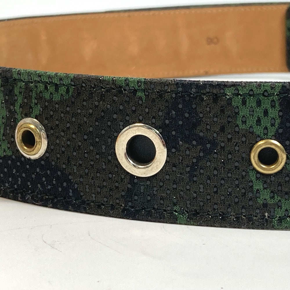 JIMMY CHOO belt canvas green buckle Overall handle mens 90 Used Authentic