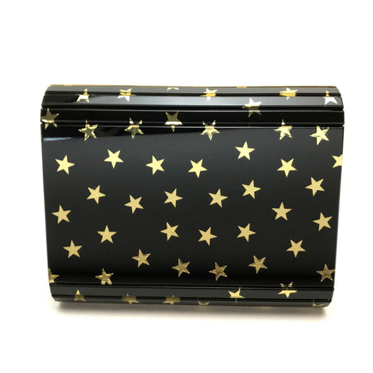 JIMMY CHOO Shoulder Bag Plastic / leather black Star star pattern mini bag clutch bag Women Used Authentic