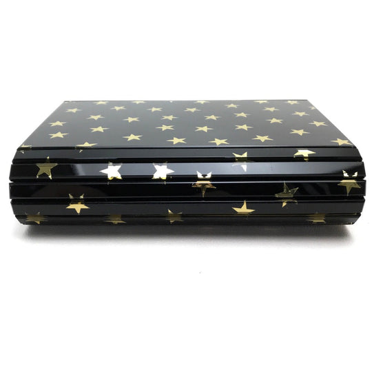 JIMMY CHOO Shoulder Bag Plastic / leather black Star star pattern mini bag clutch bag Women Used Authentic