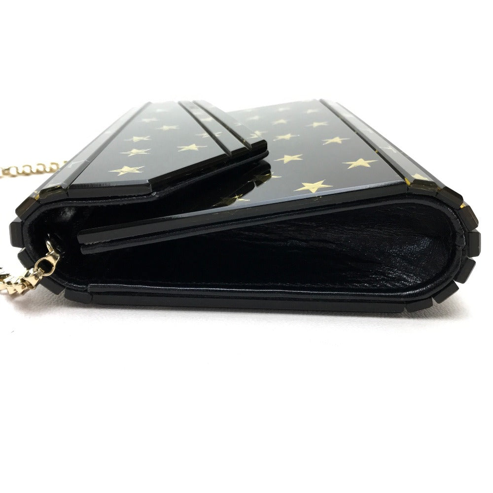 JIMMY CHOO Shoulder Bag Plastic / leather black Star star pattern mini bag clutch bag Women Used Authentic