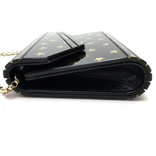 JIMMY CHOO Shoulder Bag Plastic / leather black Star star pattern mini bag clutch bag Women Used Authentic