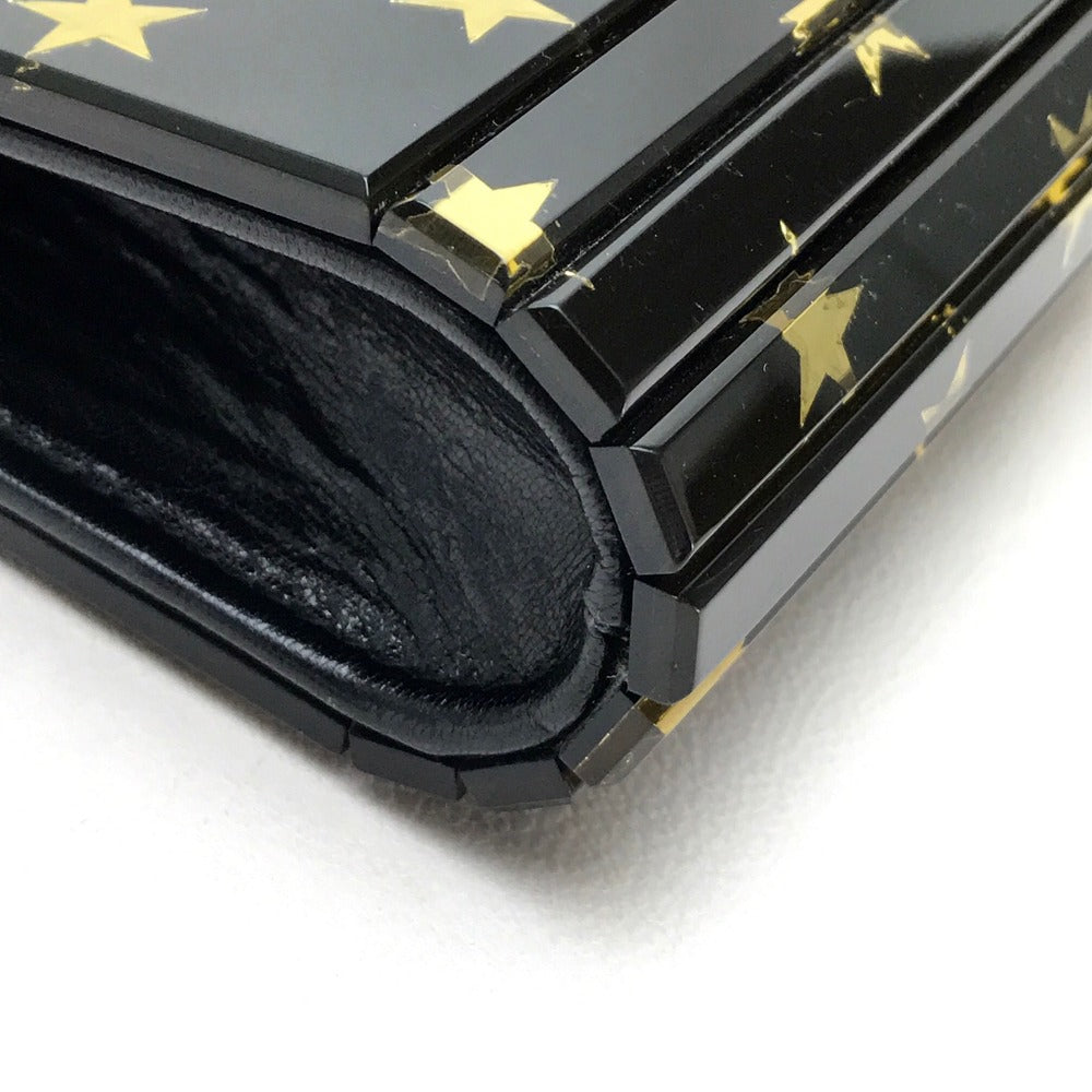 JIMMY CHOO Shoulder Bag Plastic / leather black Star star pattern mini bag clutch bag Women Used Authentic