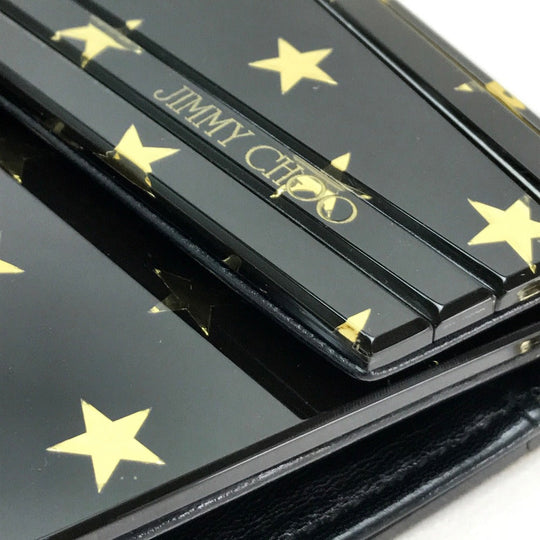 JIMMY CHOO Shoulder Bag Plastic / leather black Star star pattern mini bag clutch bag Women Used Authentic