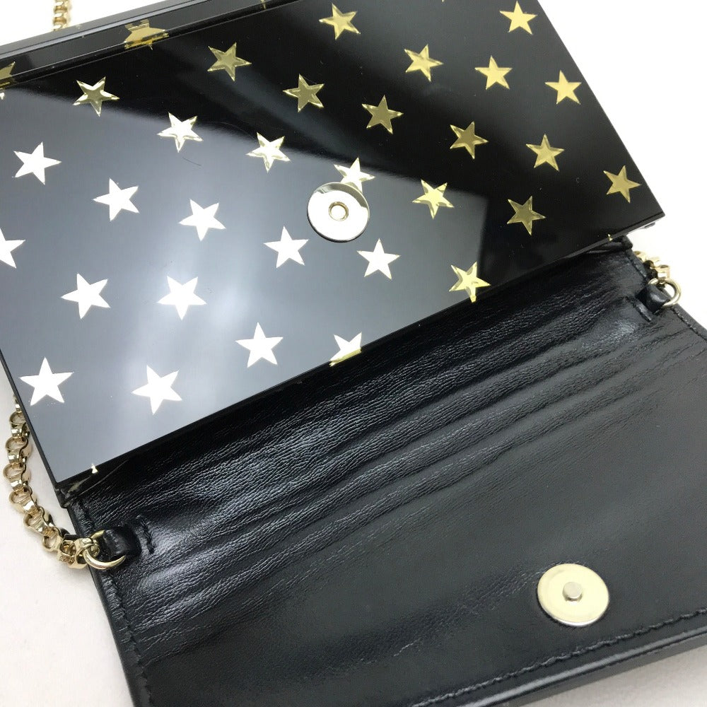JIMMY CHOO Shoulder Bag Plastic / leather black Star star pattern mini bag clutch bag Women Used Authentic