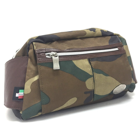 Orobianco Waist bag Nylon / leather Khaki x Brown Camouflage camouflage pattern Belt bag unisex(Unisex) Used Authentic