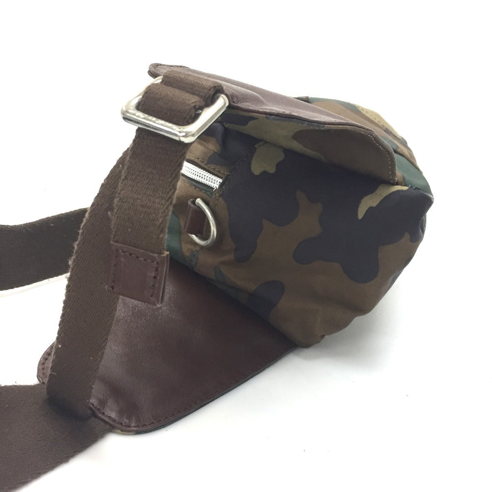 Orobianco Waist bag Nylon / leather Khaki x Brown Camouflage camouflage pattern Belt bag unisex(Unisex) Used Authentic