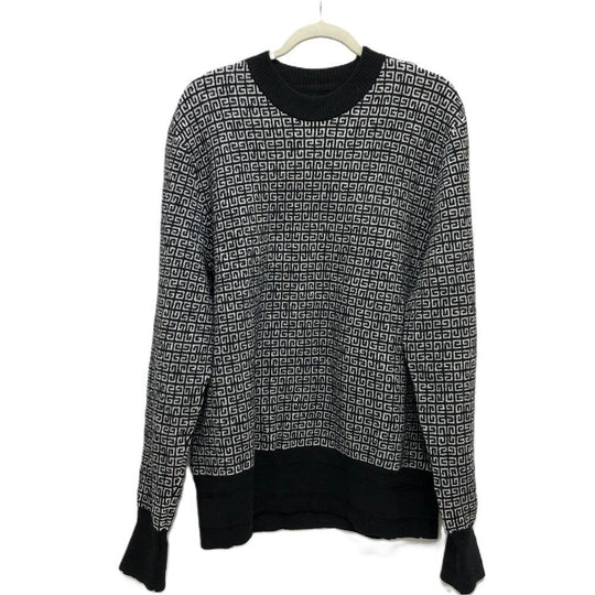 GIVENCHY sweater BM90H84Y9F cotton black Total pattern crew neck Ｌ