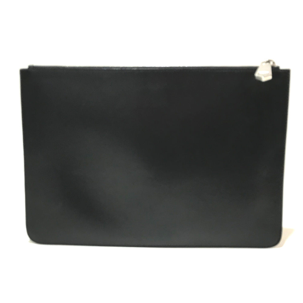 GIVENCHY Clutch bag leather Black x white business bag Star design mens Used Authentic