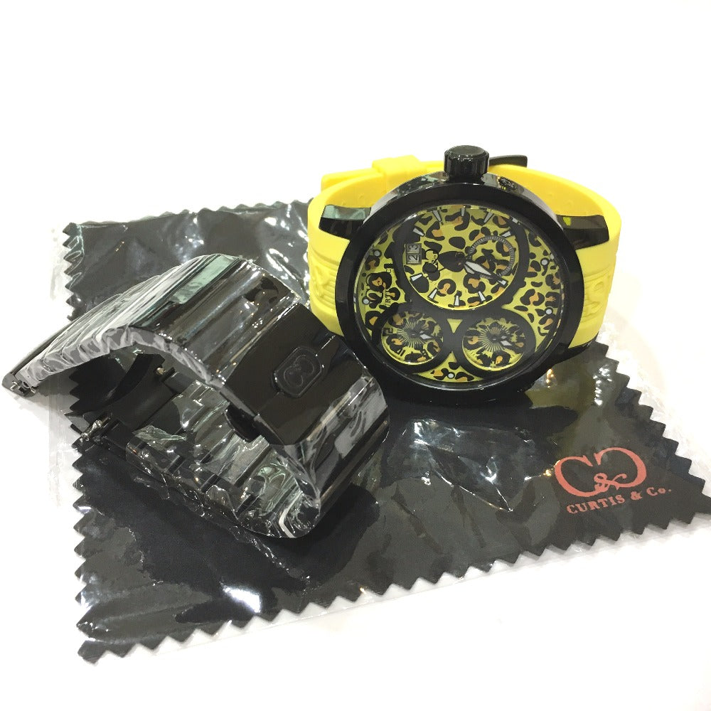 Curtis& Co. Watches Quartz SUW57JPJGY-B Stainless Steel, Rubber Belt yellow BIG Time WORLD yellow dial mens Used Authentic