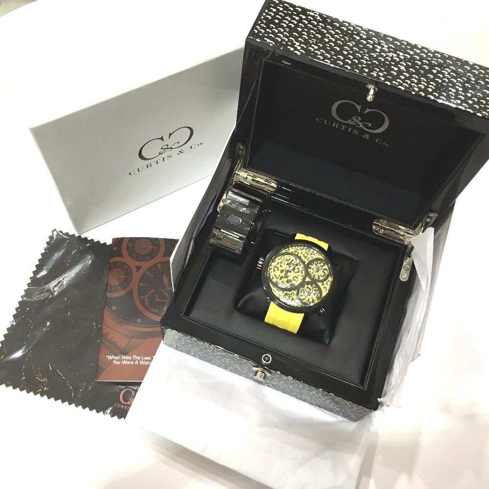 Curtis& Co. Watches Quartz SUW57JPJGY-B Stainless Steel, Rubber Belt yellow BIG Time WORLD yellow dial mens Used Authentic