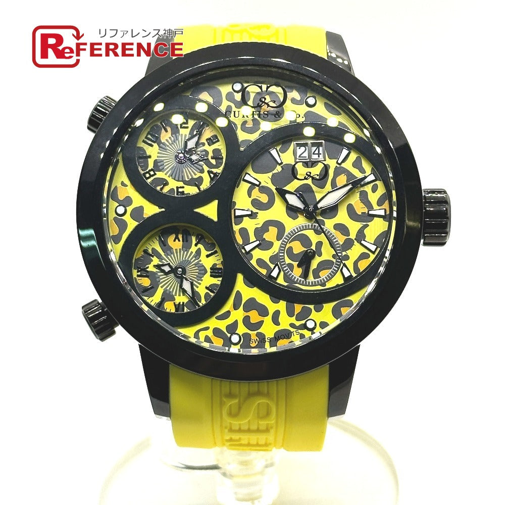 Curtis& Co. Watches Quartz SUW57JPJGY-B Stainless Steel, Rubber Belt yellow BIG Time WORLD yellow dial mens Used Authentic