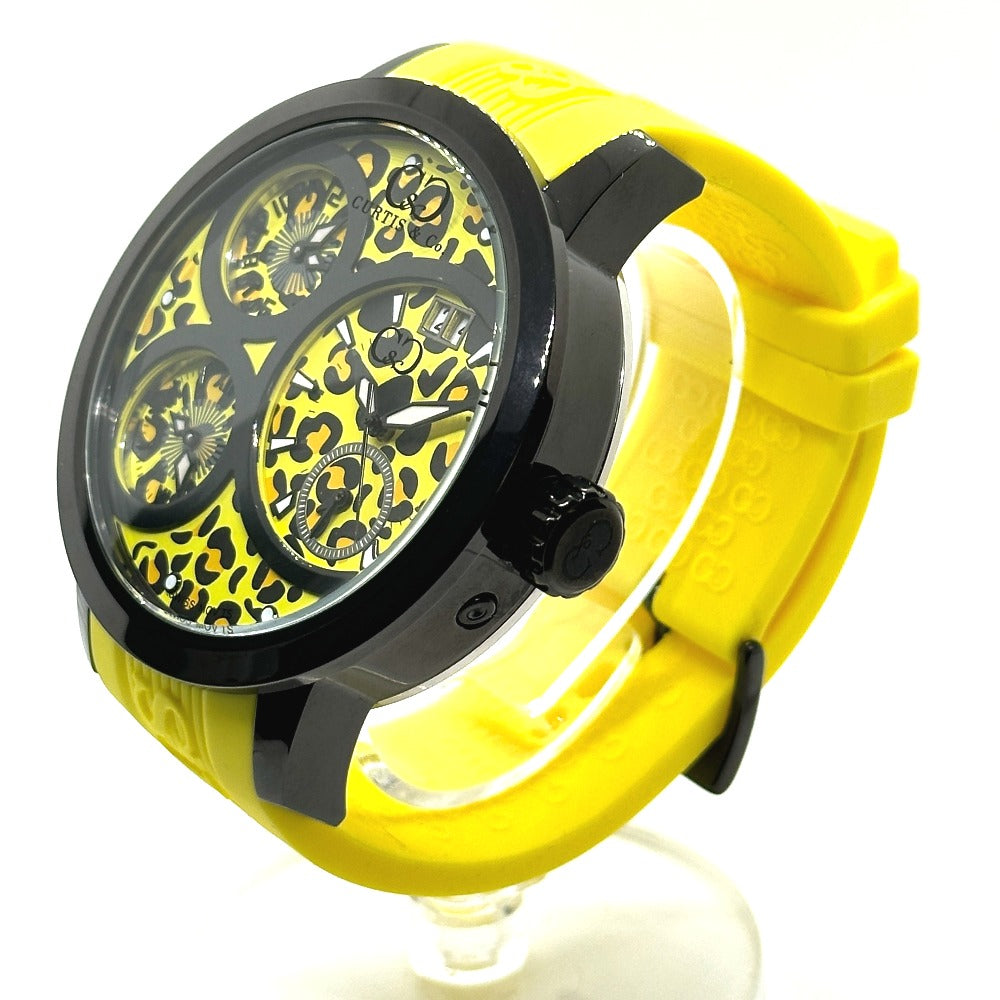 Curtis& Co. Watches Quartz SUW57JPJGY-B Stainless Steel, Rubber Belt yellow BIG Time WORLD yellow dial mens Used Authentic