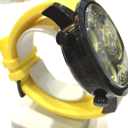 Curtis& Co. Watches Quartz SUW57JPJGY-B Stainless Steel, Rubber Belt yellow BIG Time WORLD yellow dial mens Used Authentic