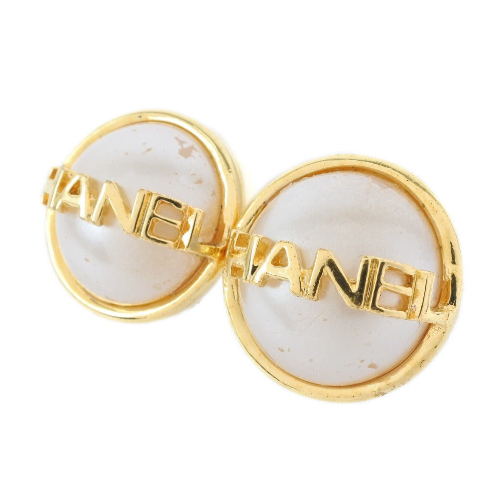 CHANEL Earring Plated Gold, Faux Pearl gold Women Used Authentic