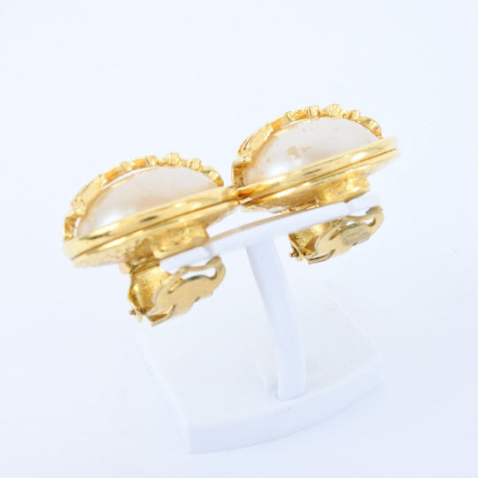 CHANEL Earring Plated Gold, Faux Pearl gold Women Used Authentic