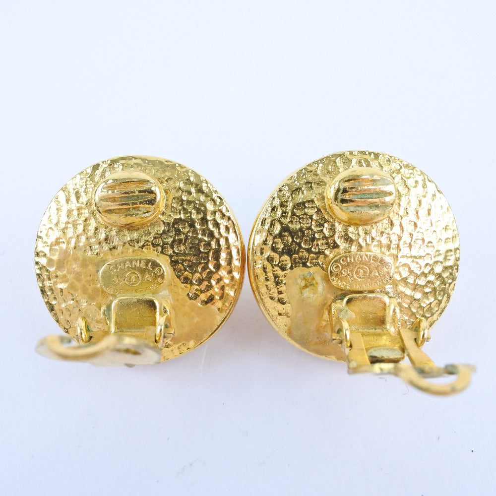 CHANEL Earring Plated Gold, Faux Pearl gold Women Used Authentic