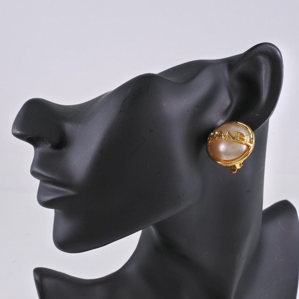 CHANEL Earring Plated Gold, Faux Pearl gold Women Used Authentic