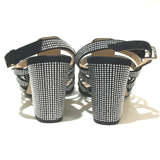 Sergio Rossi Sandals A83650 suede Black x silver Studs SR Demetra Women 36 Used Authentic