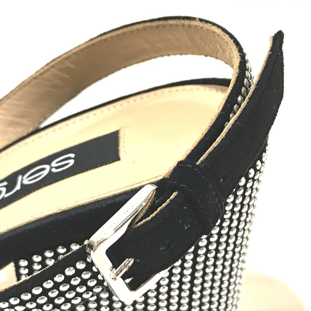 Sergio Rossi Sandals A83650 suede Black x silver Studs SR Demetra Women 36 Used Authentic