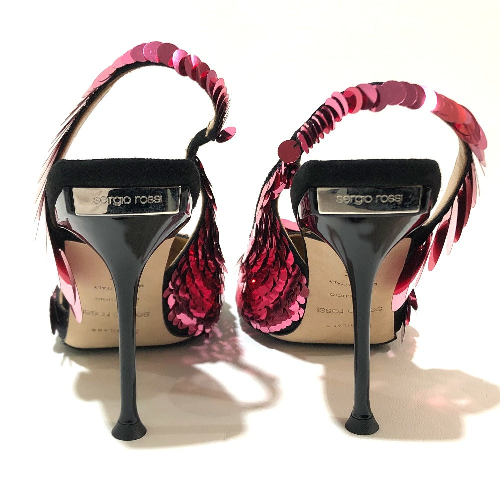 Sergio Rossi pumps A82860 Sequin Black x pink High heels Women 36 Used Authentic