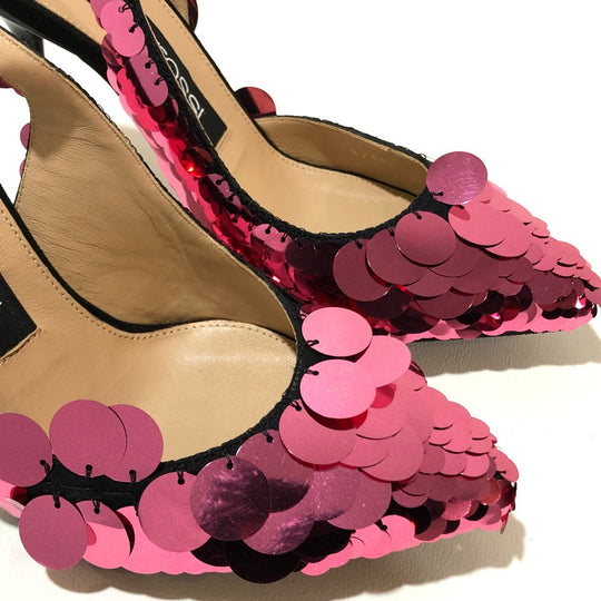 Sergio Rossi pumps A82860 Sequin Black x pink High heels Women 36 Used Authentic