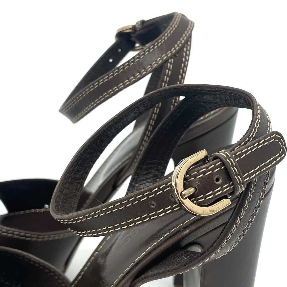 Sergio Rossi Sandals leather Brown Ankle strap Women 36 Used Authentic