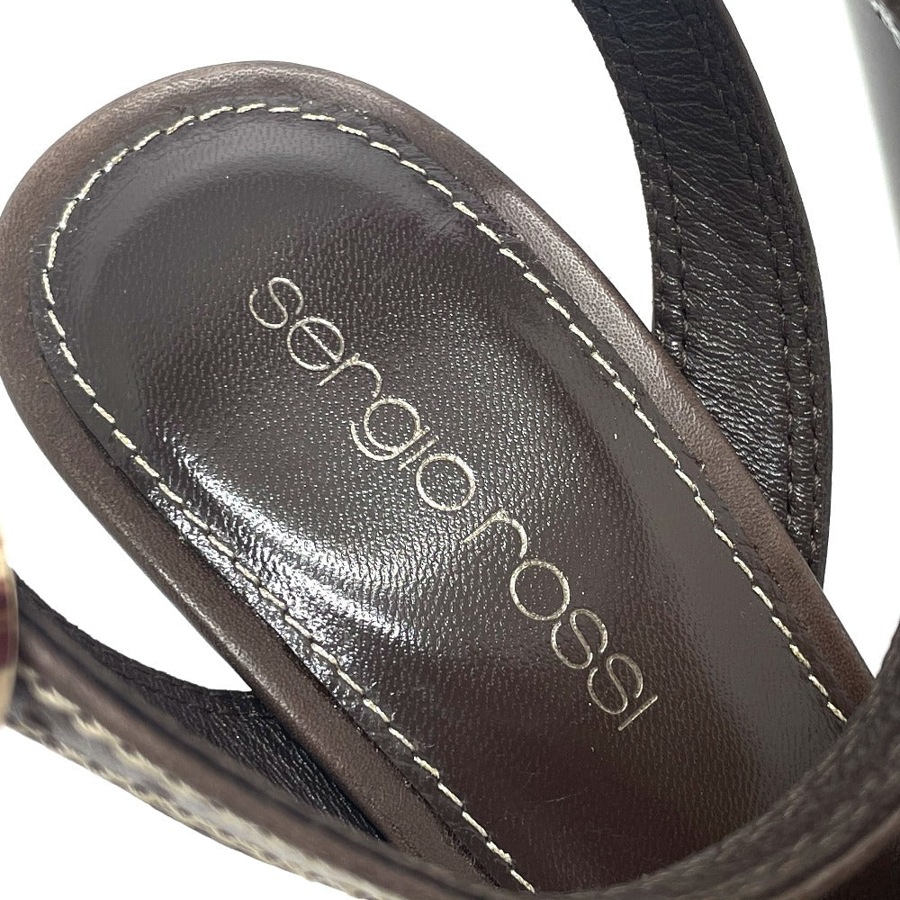 Sergio Rossi Sandals leather Brown Ankle strap Women 36 Used Authentic