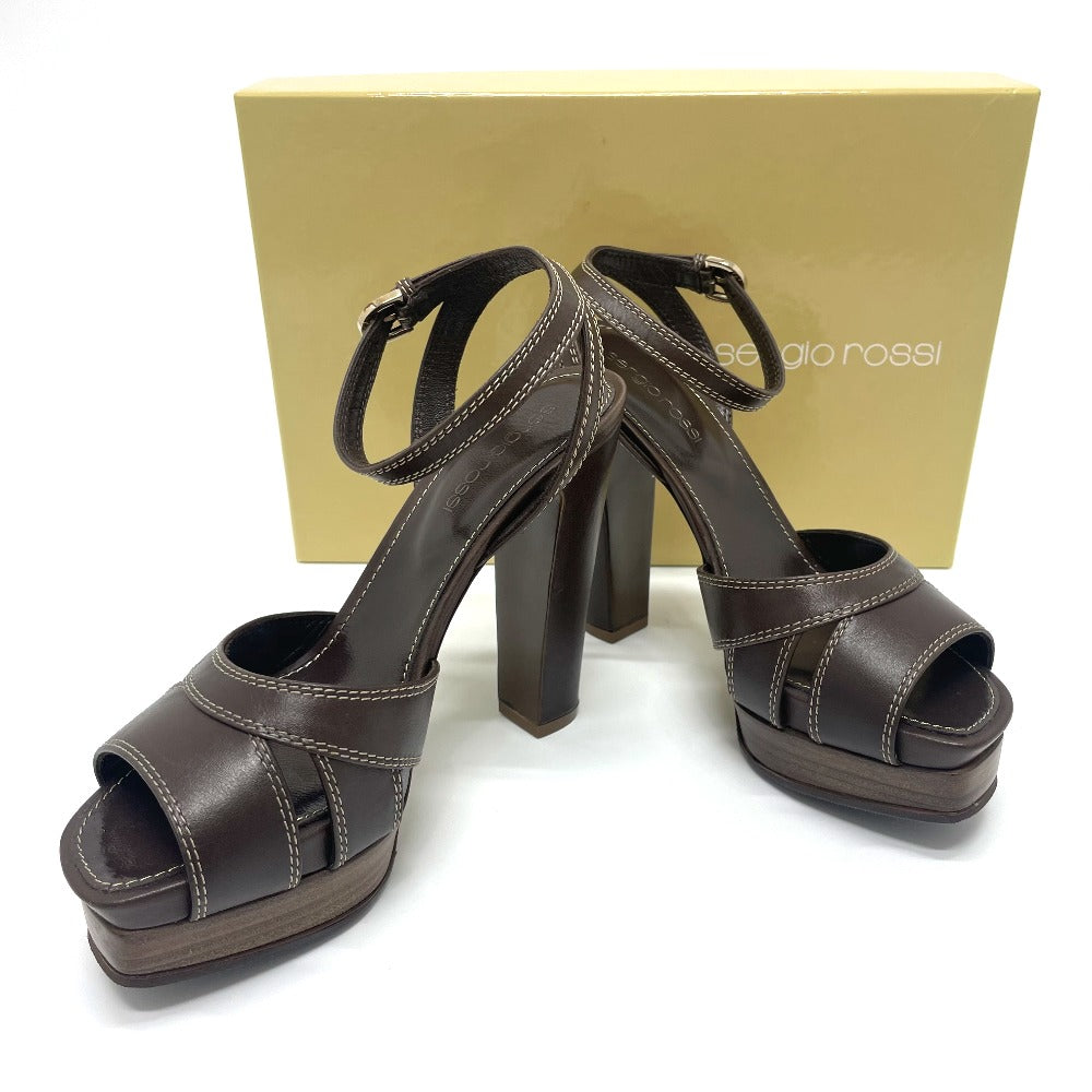Sergio Rossi Sandals leather Brown Ankle strap Women 36 Used Authentic
