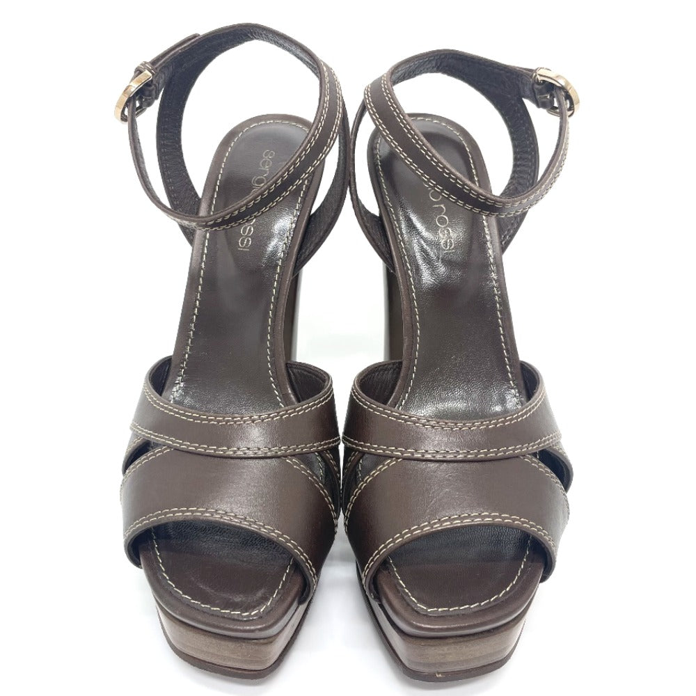Sergio Rossi Sandals leather Brown Ankle strap Women 36 Used Authentic