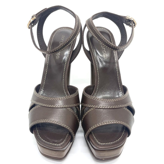 Sergio Rossi Sandals leather Brown Ankle strap Women 36 Used Authentic