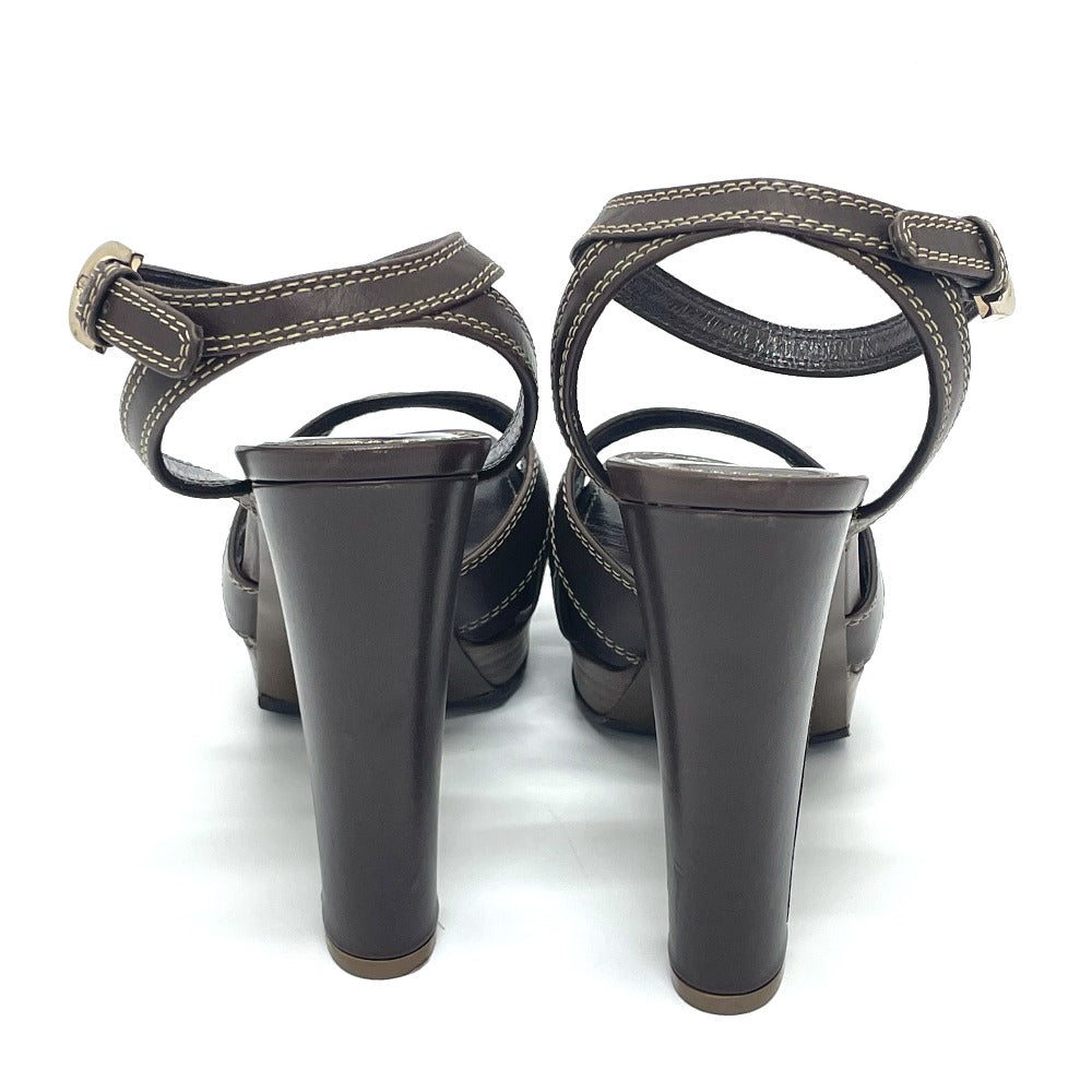 Sergio Rossi Sandals leather Brown Ankle strap Women 36 Used Authentic