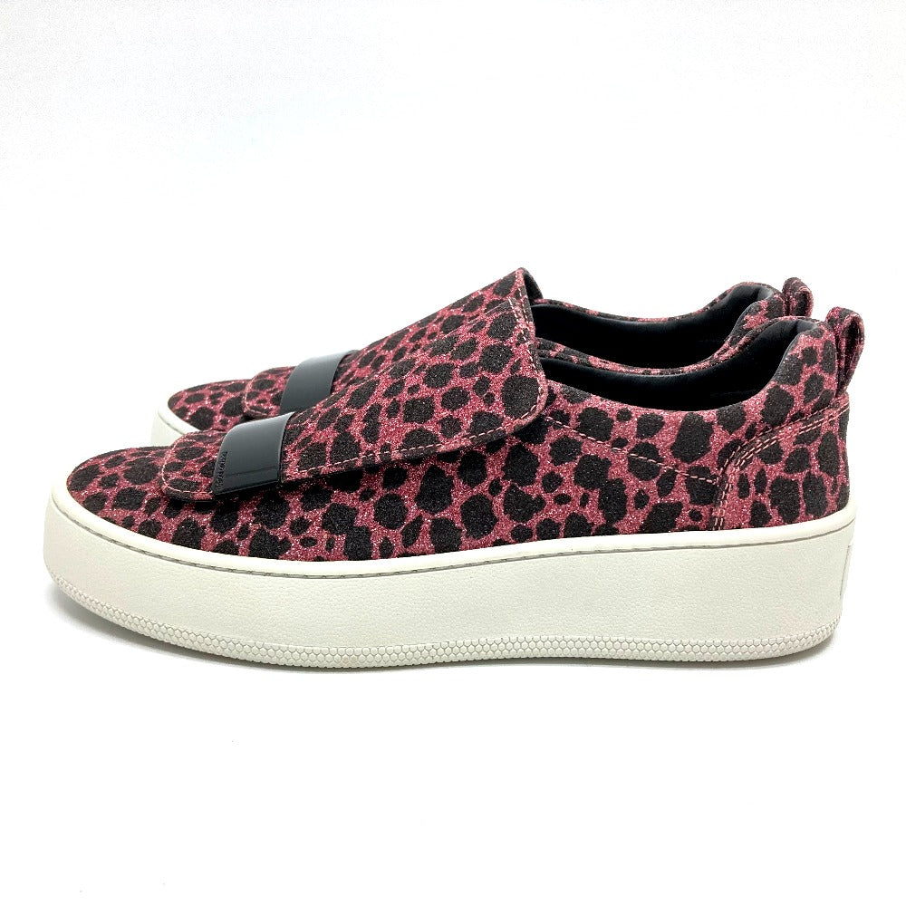 Sergio Rossi Slip-on Cotton , Cotton/Polyester/Leather Pink x Black Leopard Glitter LeopardPattern Leopard Women 36 Used Authentic