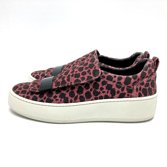 Sergio Rossi Slip-on Cotton , Cotton/Polyester/Leather Pink x Black Leopard Glitter LeopardPattern Leopard Women 36 Used Authentic
