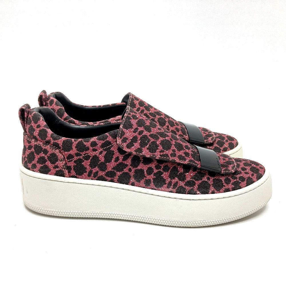 Sergio Rossi Slip-on Cotton , Cotton/Polyester/Leather Pink x Black Leopard Glitter LeopardPattern Leopard Women 36 Used Authentic