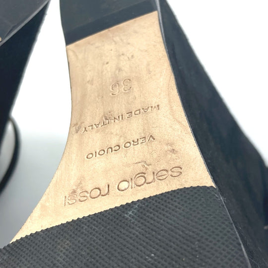 Sergio Rossi Mule A78370 suede black Ankle strap Women 36 Used Authentic