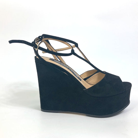 Sergio Rossi Mule A78370 suede black Ankle strap Women 36 Used Authentic