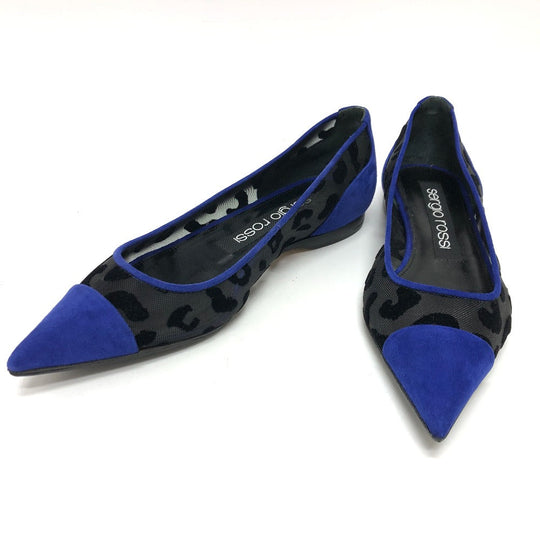 Sergio Rossi pumps suede blue Leopard Mesh Women 36 Used Authentic