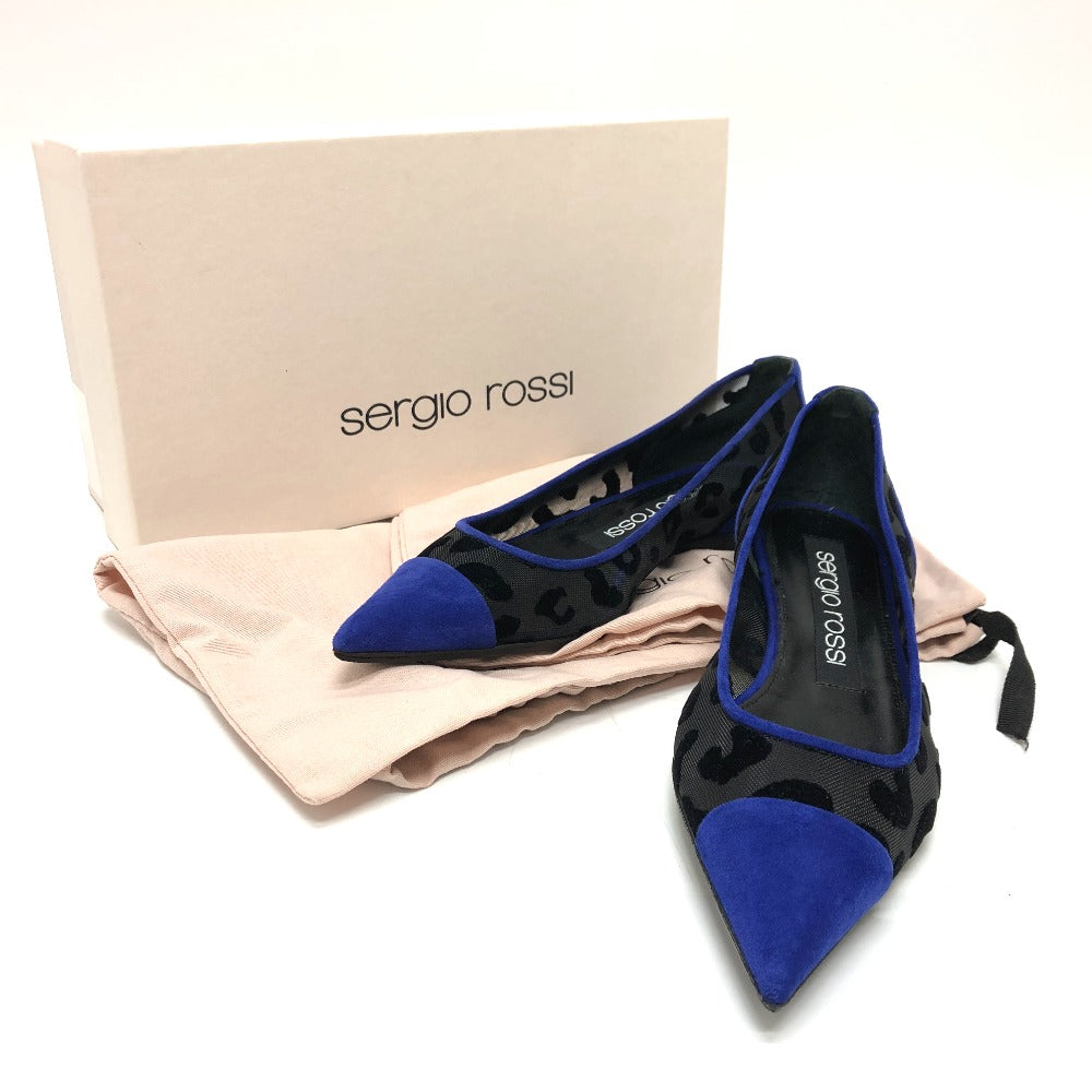 Sergio Rossi pumps suede blue Leopard Mesh Women 36 Used Authentic