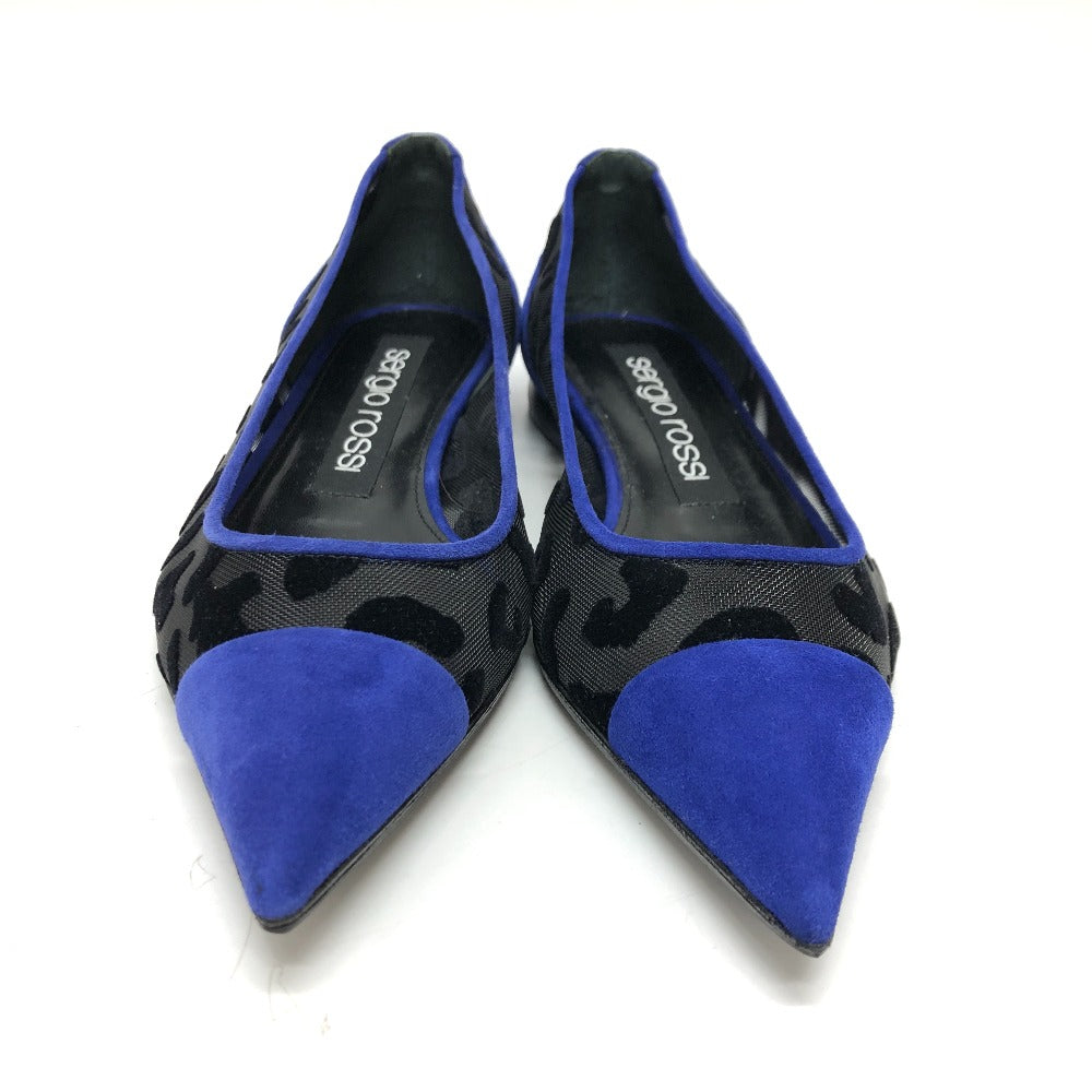 Sergio Rossi pumps suede blue Leopard Mesh Women 36 Used Authentic