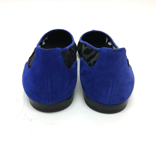 Sergio Rossi pumps suede blue Leopard Mesh Women 36 Used Authentic