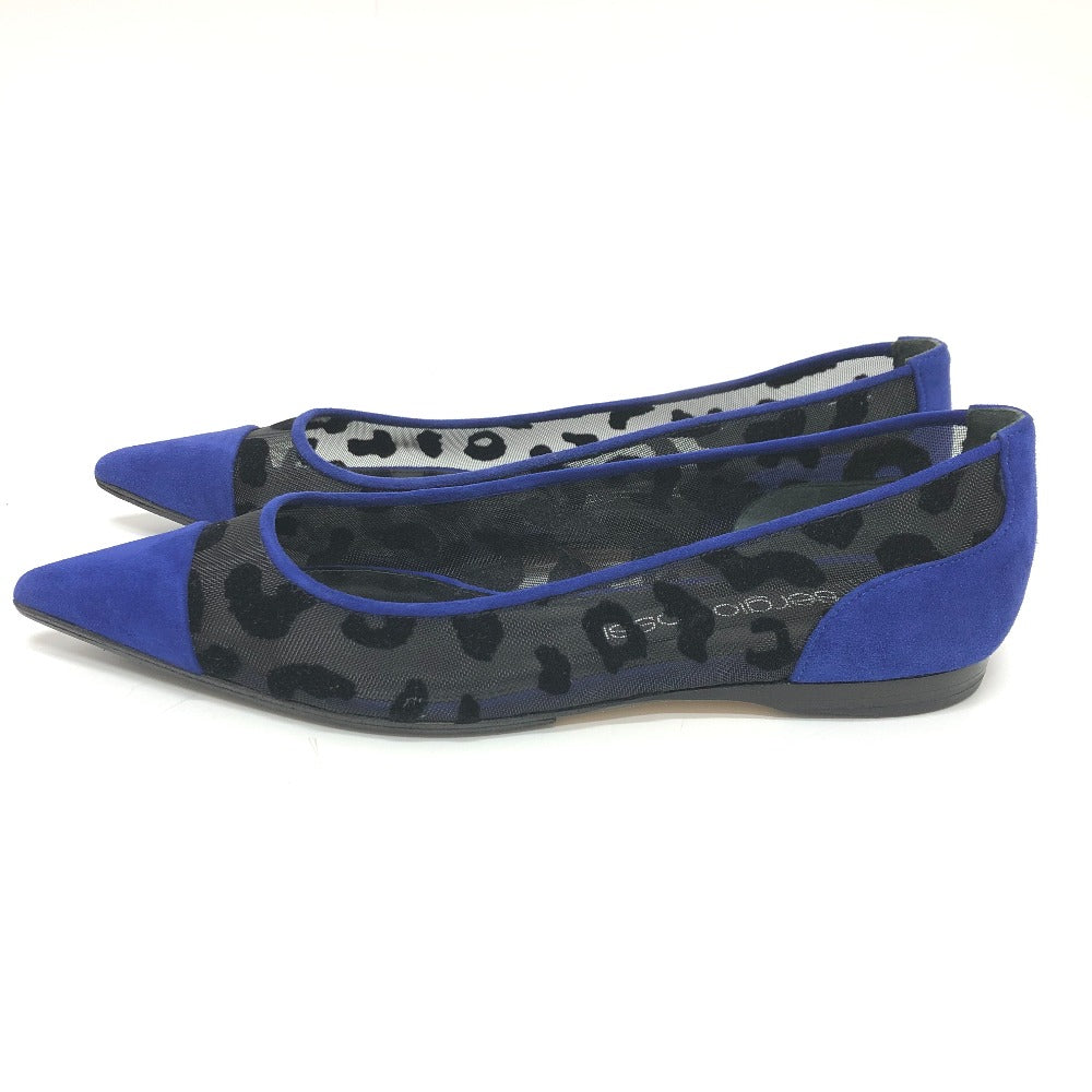 Sergio Rossi pumps suede blue Leopard Mesh Women 36 Used Authentic