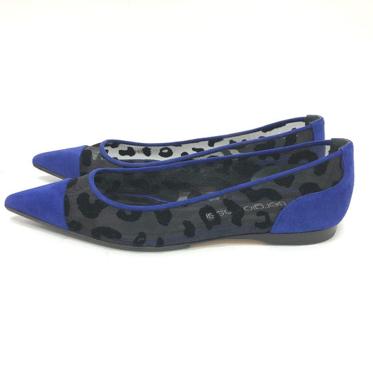 Sergio Rossi pumps suede blue Leopard Mesh Women 36 Used Authentic