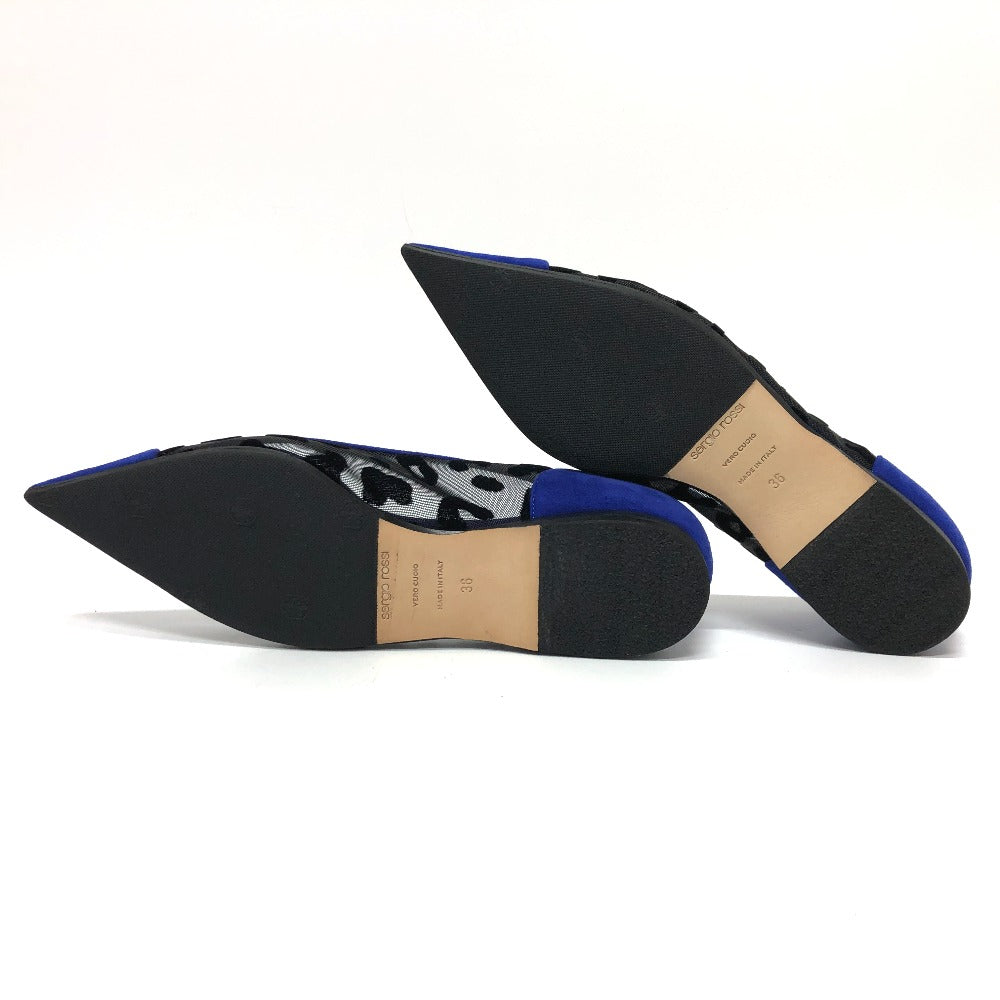 Sergio Rossi pumps suede blue Leopard Mesh Women 36 Used Authentic