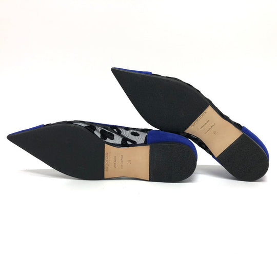 Sergio Rossi pumps suede blue Leopard Mesh Women 36 Used Authentic