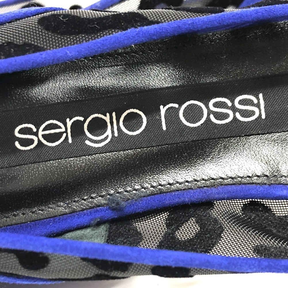 Sergio Rossi pumps suede blue Leopard Mesh Women 36 Used Authentic