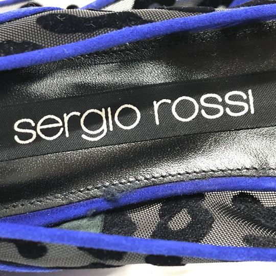 Sergio Rossi pumps suede blue Leopard Mesh Women 36 Used Authentic