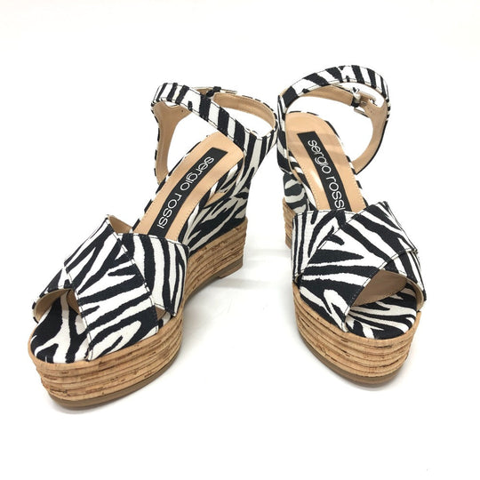 Sergio Rossi Sandals canvas black Zebra Women 36 Used Authentic