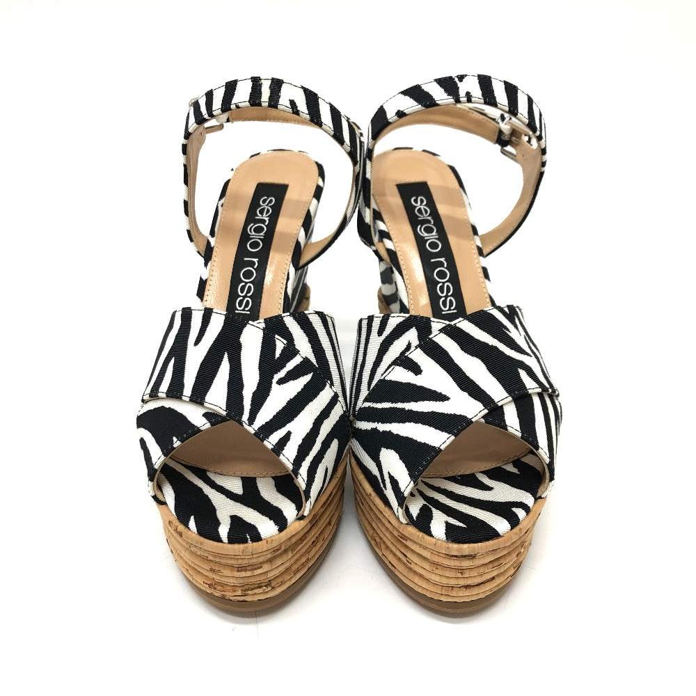 Sergio Rossi Sandals canvas black Zebra Women 36 Used Authentic