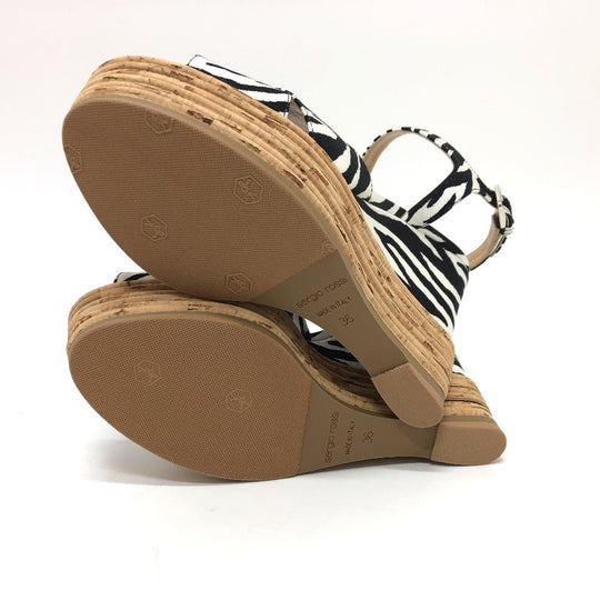 Sergio Rossi Sandals canvas black Zebra Women 36 Used Authentic